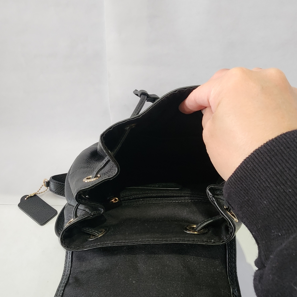 Coach Pebbled Black Leather Backpack - Picture 3 of 5